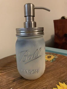 Mason Jar Liquid Soap Dispenser Rustic Farmhouse Hand Painted - Picture 1 of 2