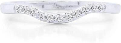 Curved Wedding Band Ring Natural Diamond Accent 925 Sterling Silver I-J, I2-I3 - Image 1 of 4