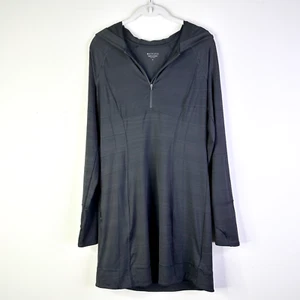 Athleta Dress Women M Black Pacifica Illume Coverup Mini Hooded Athleisure NWOT - Picture 1 of 10