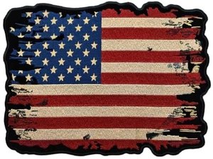 DISTRESSED USA AMERICAN FLAG PATRIOTIC JACKET BACK PATCH - 10"x7.25" iron or Sew - Picture 1 of 1
