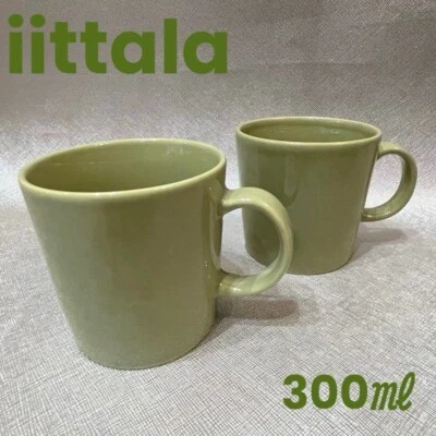 Iittala Teema Olive Green Mug Cup 300ml Kaj Franck Pair Set 250528 - Image 1 of 4