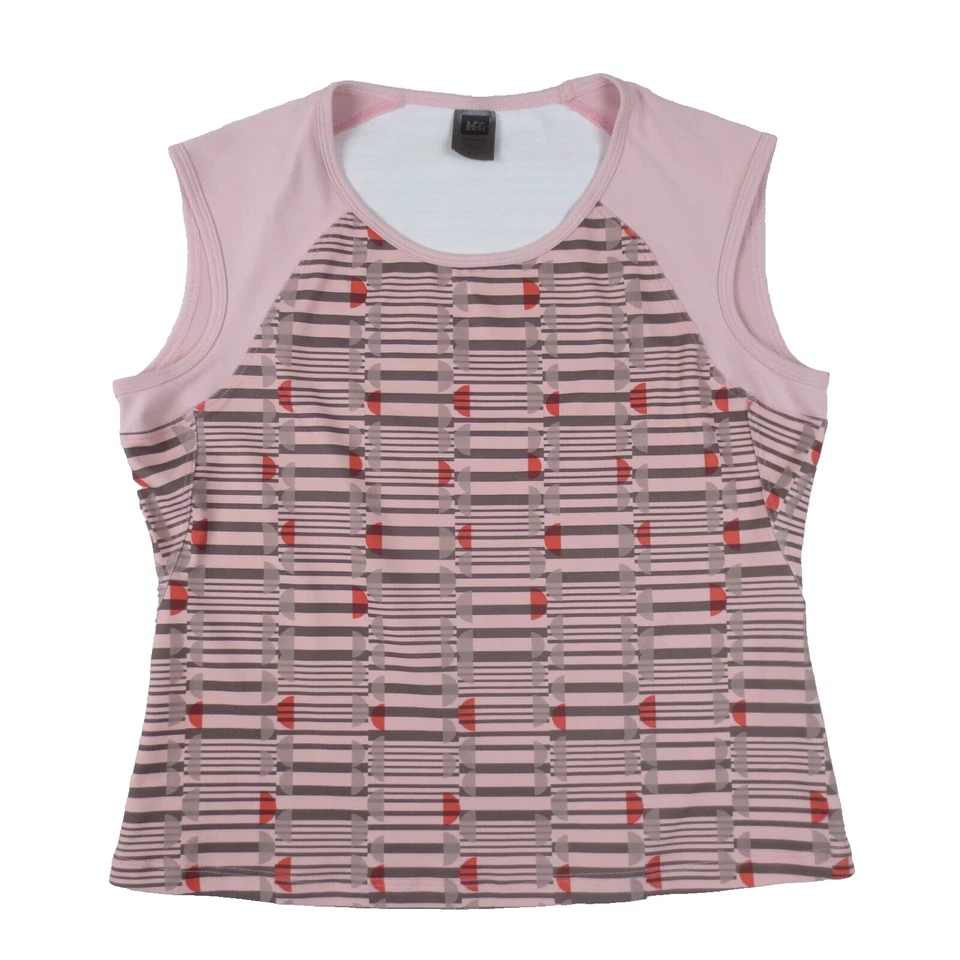 Top deportivo REI para mujer grande rosa geométrico sin mangas pulóver hecho en EE. UU. Foto 1 de 4