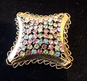 Kramer multi pastel color rhinestone brooch - Picture 1 of 2