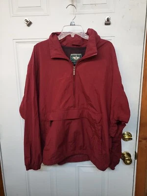 Dockers Golf Jacket Mens Large Red Pullover with Hood Zip Windbreaker Vtg L - Image 1 of 4