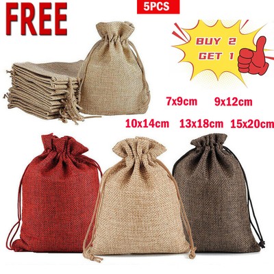 20pcs Drawstring Pouch Bags – Burlap Jute Wedding Favor Bags For Candy, Gifts, Party (14x18cm) 3 thumbnail image