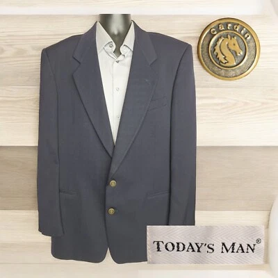 Pierre Cardin Sport coat Blazer Mens 42L Navy Bronze Button Wool - Image 1 of 4