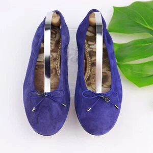 Sam Edelman Womens Felicia Ballet Flat Size 6 Royal Blue Suede Shoe Bow Slip On - Picture 1 of 14