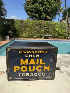 1900's Mail Pouch Tobacco Store Tin Box “Always Fresh Chew Mail Pouch Tobacco” - Picture 1 of 20