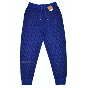 NWT $860 Burberry Blue TB Logo Monogram Wool Track Pants Sweatpants L AUTHENTIC - Picture 1 of 8