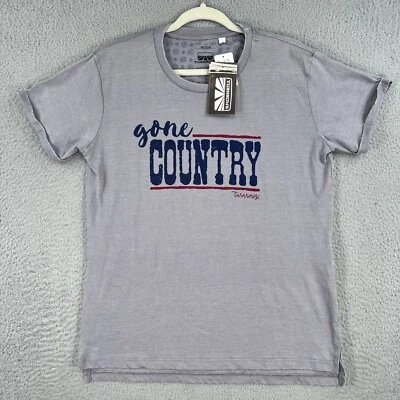 ¡NUEVO! Camisa Turnrows MUJERES Mediana "Gone Country" Gráfica Camiseta Manga Puños Granja Foto 1 de 4
