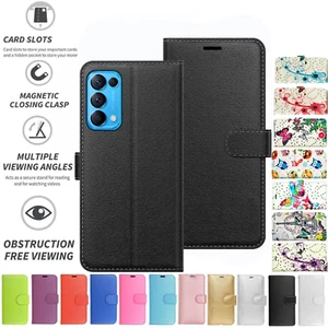 Funda protectora abatible tipo folio de cuero con ranura para tarjeta de crédito para Oppo Find X3 Lite - Imagen 1 de 16