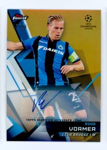 2018-19 Ruud Vormer Topps Finest Gold Refractor Club Brugge Autographed 47/50