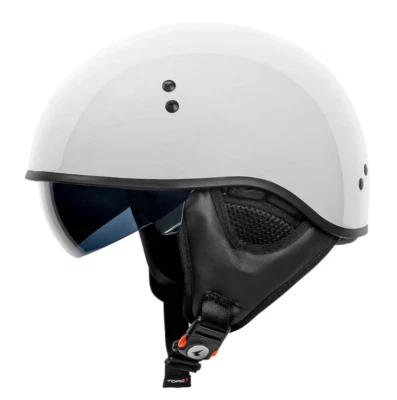 TORC T-59 Sundowner Motorcycle Half Helmet Gloss White Small - Image 1 of 4