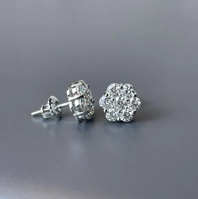 Набор кластеров 9,3 мм серьги VVS1 D муассанит серебро 925 пробы проходит 💎 тестер 1,4 карата - Изображение 1 из 4