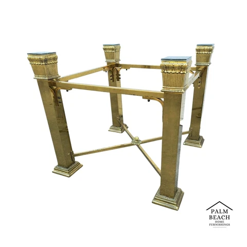 Vintage Italian Brass 4 Column Dining Game Table Base Cover