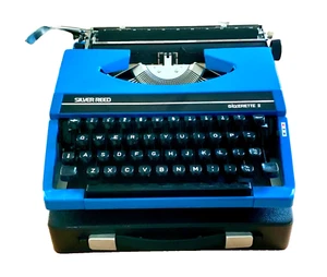 Silver Reed Silverette 11 Vintage Portable Typewriter in Case Retro Blue vgc - Picture 1 of 24