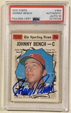 1970 O-Pee-Chee JOHNNY BENCH Signed A.S. Baseball Card 464 PSA/DNA Auto Grade 10