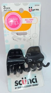Scunci No Slip Grip All Day Hold Jaw Clip, 2ct. Black & Grey, NEW MISSING 1 OF 3 - Picture 1 of 1