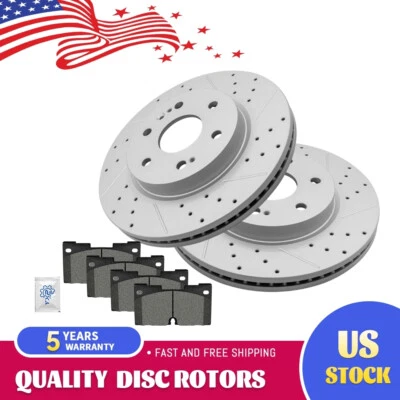 Front Drilled Rotors Ceramic Pad For Cadillac Escalade Chevrolet Tahoe Suburban - Image 1 of 4