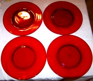 4 Gorgeous Red Marked Mosser Cambridge Ohio 8.5 Inch Diameter Plates - Picture 1 of 3