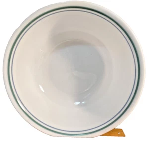 Corelle COUNTRY COTTAGE 6 1/4" Soup Cereal Bowls Blue and Green Rim SET OF 7 - Picture 1 of 7
