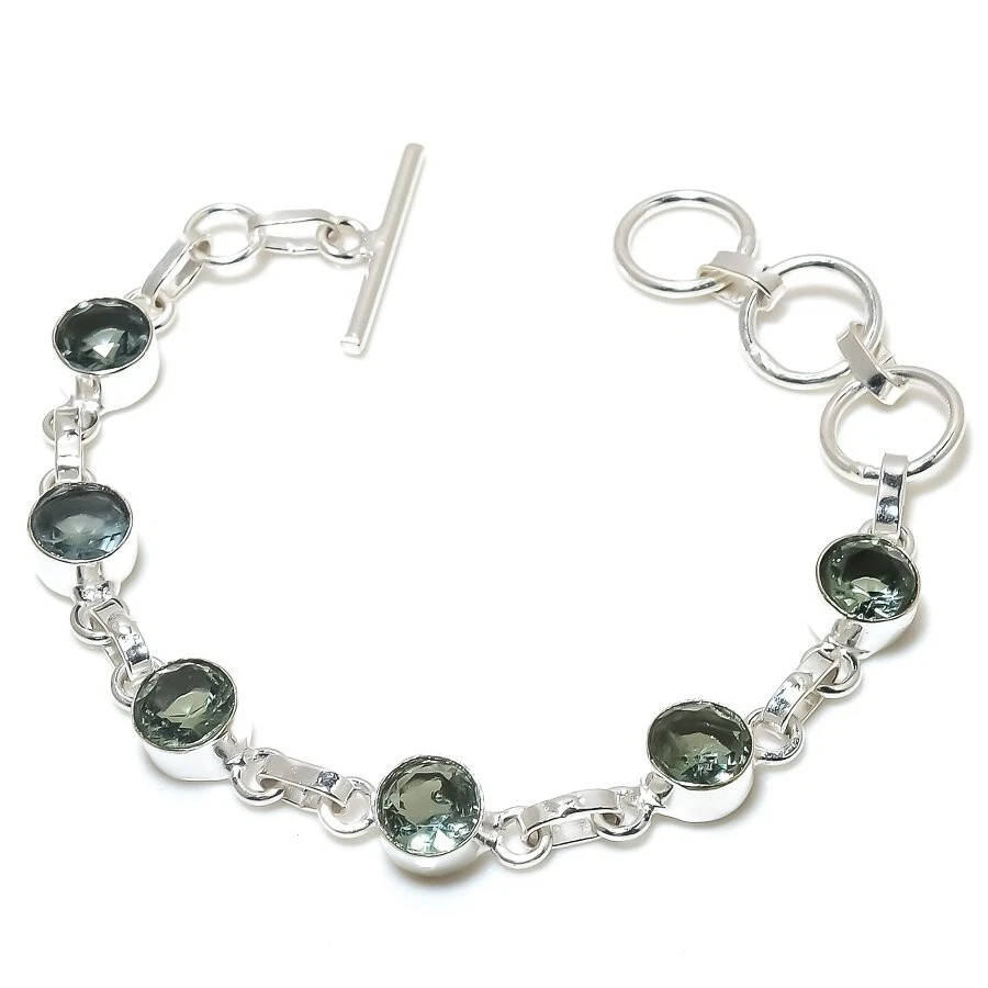 Brazalete de joyería de plata de ley 925 hecho a mano con piedras preciosas de alejandrita tamaño 7-8" Foto 1 de 1