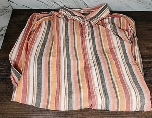 EDDIE BAUER Hemd Herren M angeraut Oxford gestreift Knopfleiste Baumwolle orange HK Vintage - Bild 1 von 6