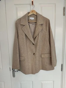 COTSWOLD BEIGE TWEED-STIL 100 % WOLLE BLAZER – UK-Größe 14 - Bild 1 von 3