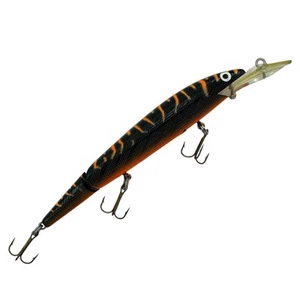 FISHER • REBEL LURES JOINTED FASTRAC FISHING LURE • FTJ20-143 BLK ORNG STRIPES - Picture 1 of 5