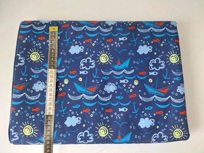 Stoff Softshell ca. 160cm Marineblau Maritim Schiffe Meer Fische Kinderstoff Neu - Bild 1 von 2