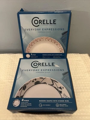 Corelle 8 pc Salad Plates Everyday Expressions Graphic stitch Rutherford New - Image 1 of 4