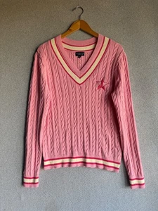 Jeffree Star Sweatshirt Adult Medium Pink Varsity Embroidered Logo Chain Knit - Picture 1 of 8