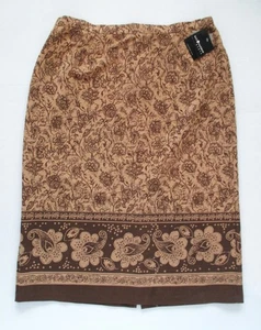 NWT SAG HARBOR Brown Floral MOLESKIN A-LINE SKIRT Size 20W - Picture 1 of 10