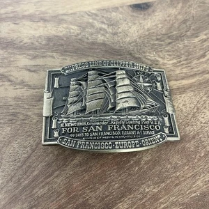 Vintage ADM Express Line Of Clipper Ships San Francisco Solid Brass Belt Buckle - Picture 1 of 3