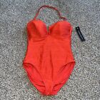 La Blanca One Piece Swimsuit Womens 12 Red Padded Removable Strap New With Tags