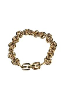 Givenchy Vintage Bracelet Double Link Twisted Chain Rope Gold Signed 80s France - Picture 1 of 24