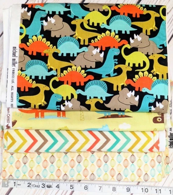 Cotton Quilt Fabric lot 6 yd Dinos Michael Miller DinoMites Riley Blake Dinosaur - Image 1 of 4