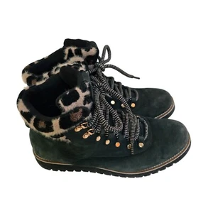 Cole Haan Grand Explore Charcoal Suede Leopard Faux Fur Lining Boots Size 9.5B - Picture 1 of 8