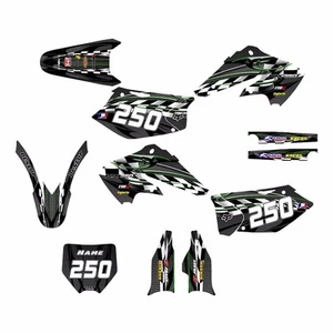 2004 2005 KX 250F GRAPHICS KIT KAWASAKI KXF250 DECALS FOR BLACK PLASTICS 2600G - Picture 1 of 3