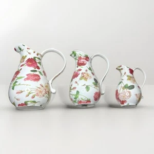 Godinger & Co Antiguo Reflejos Juego de Jarra 3 Piezas Floral Patrón Rosa - Imagen 1 de 12