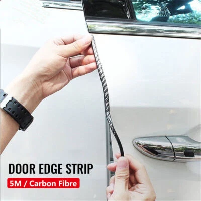 16FT Vehicle Car Door Edge Guard Rubber Seal Strip Mouldings Trims Carbon Fiber - Image 1 of 4