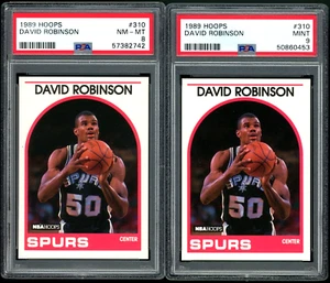 (2) 1989 HOOPS #310 DAVID ROBINSON PSA GRADED ROOKIE CARDS (PSA 8 and PSA 9) - Picture 1 of 2