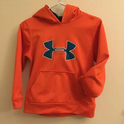 Under Armour 抓绒连帽衫橙色/蓝色男孩小号 — 第 1/4 张图片