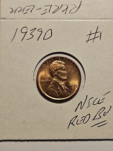 wheat penny 1939D GREAT RED BU 1939-D LOT #1 UNC LINCOLN CENT NICE RED LUSTER - Picture 1 of 3