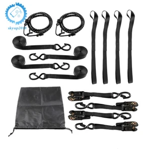 4 PK-15 FT-2.200 LB Resistencia a la rotura con bloqueo de seguridad S Ganchos Trinquete Correas de amarre - Imagen 1 de 19