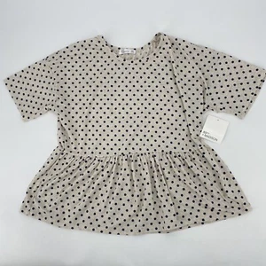 89th and MADISON Blouse Women’s XL Peplum Polka Dot Linen Spandex Blend Stretch - Picture 1 of 7