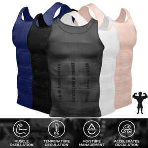 Mens Compression Shirt Body Shaper Elastic Slim Sculpting Vest Muscle Tank Top - Picture 1 of 17