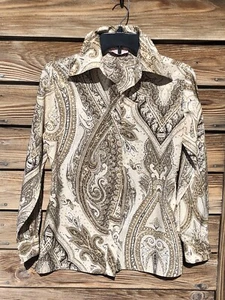 Evan Picone Vintage 70s Brown Button Down Pointed Collar Shirt Sz. 8 Union Made - Picture 1 of 13