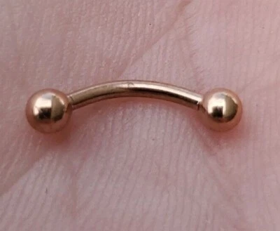 Rose Gold Color Curved Barbell 3mm Balls, 18g 16g 14g, 6mm 8mm 10mm 12mm - USA - Image 1 of 3