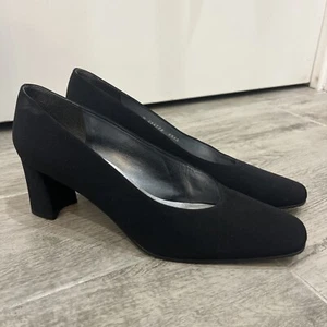 Stuart Weitzman Shoes Pumps Heels Women’s Size 8.5 AA Black Fabric Textile Spain - Picture 1 of 8